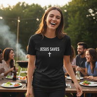 Load image into Gallery viewer, Jesus Saves Premium DTG Printing T-Shirt | Ultra Soft Cotton Blend |